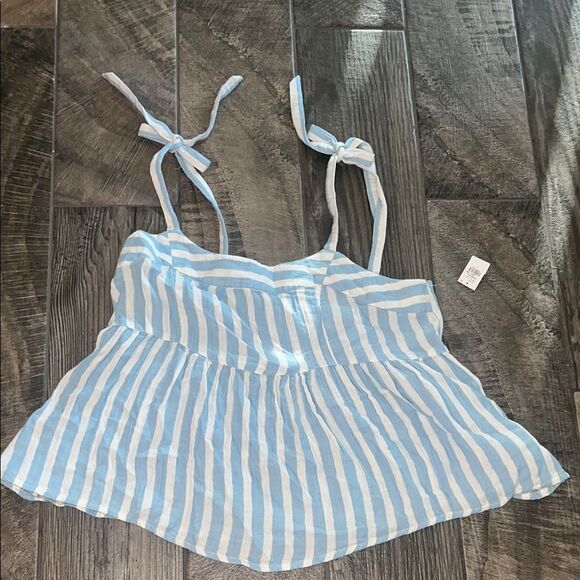 NWT Blue and White Striped Sleeveless Top w/ ties - Picture 2 of 3